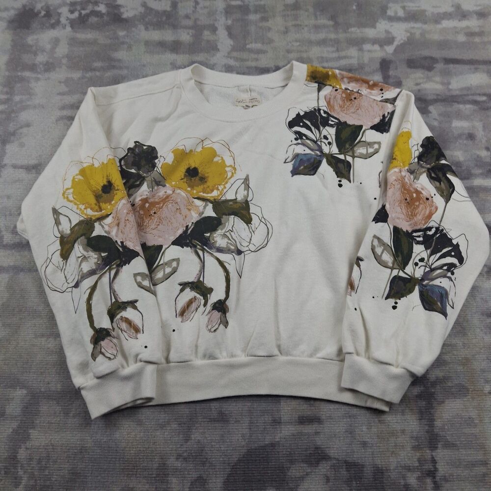Leigh Viner Exclusively for Pilcro Floral Watercolor Pullover Sweatshirt Medium